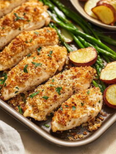 One-Pan Parmesan Crusted Chicken Sheet Pan Dinner Recipe