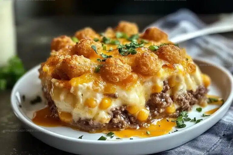 Cheesy Shepherds Pie Tater Tot Casserole Recipe