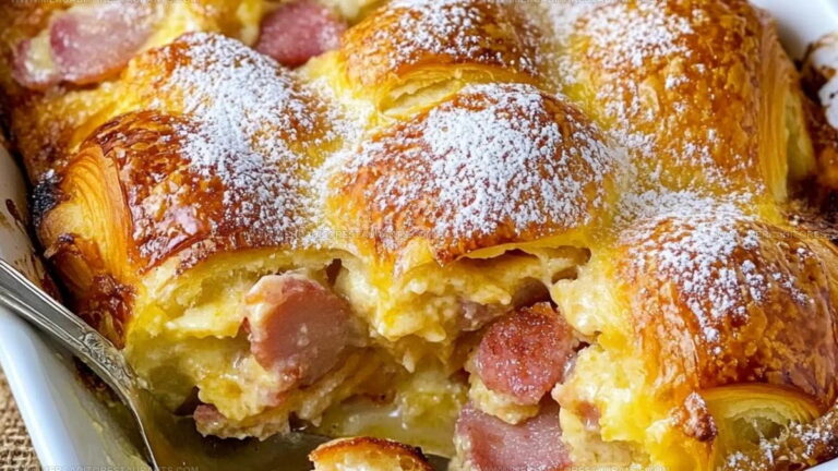 Savory Ham Cheese Croissant Casserole Recipe
