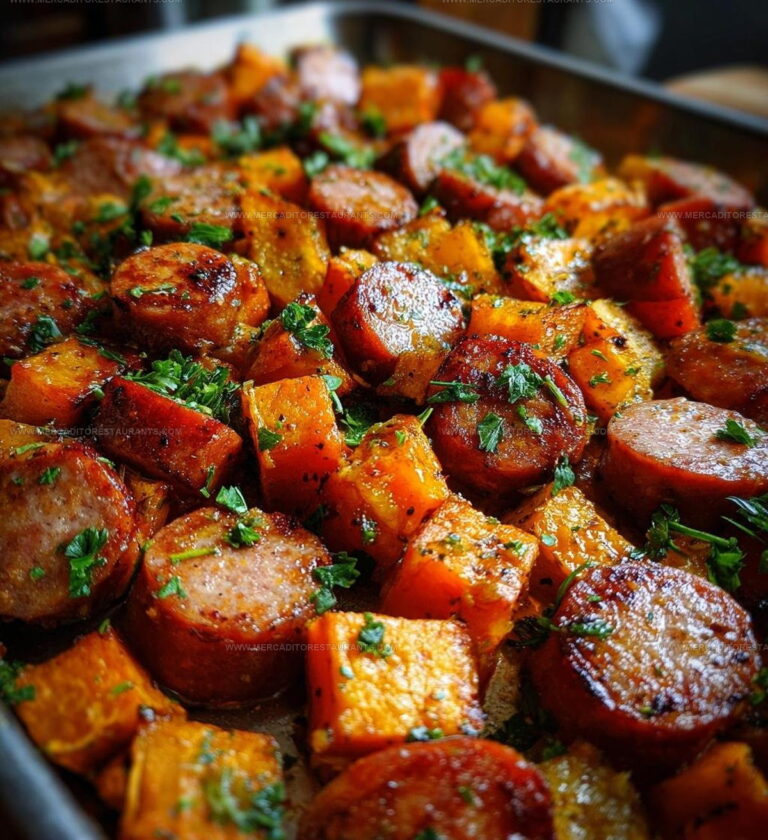 SheetPan Honey Garlic Sausage SweetPotatoes Recipe