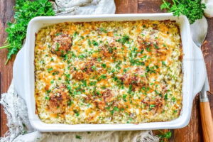 One Pan Chicken And Rice Bake Recipe