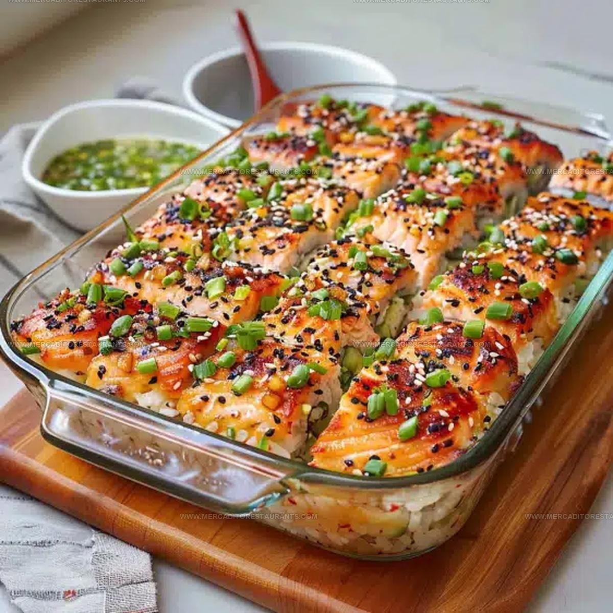 Cheesy Salmon Sushi Bake Recipe