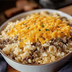 One-Pot Cheesy Hamburger Rice Casserole Recipe