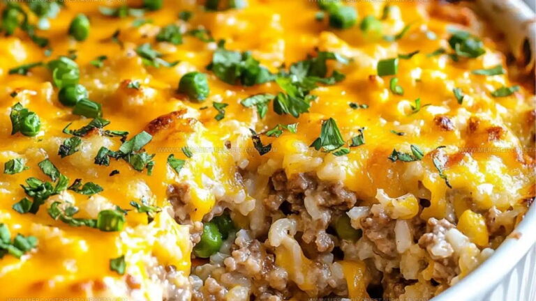 Family-Style Cheesy Hamburger Rice Casserole Recipe