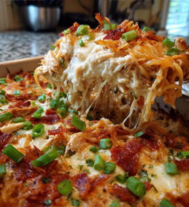 Cheesy Crack Chicken Spaghetti Bake Recipe