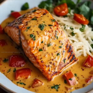 Creamy Roasted Red Pepper Salmon Recipe
