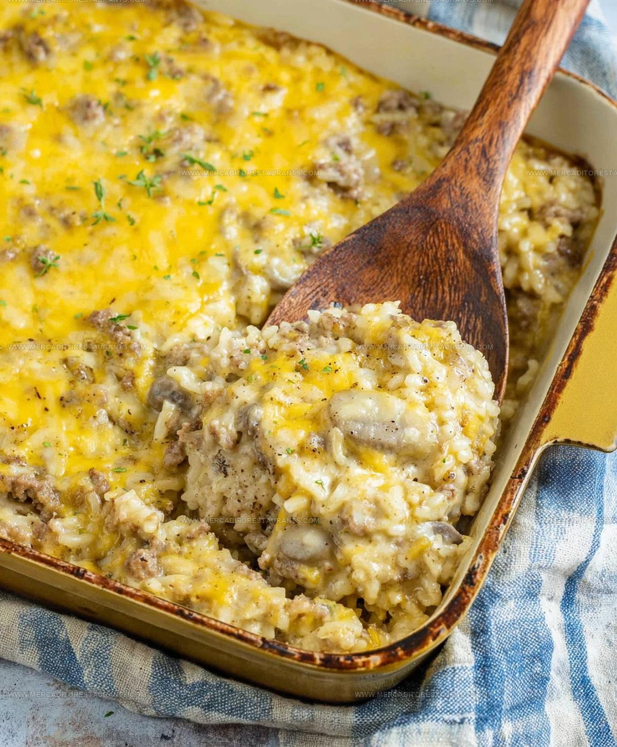 Rice-Driven Cheesy Ground Beef Rice Casserole Recipe