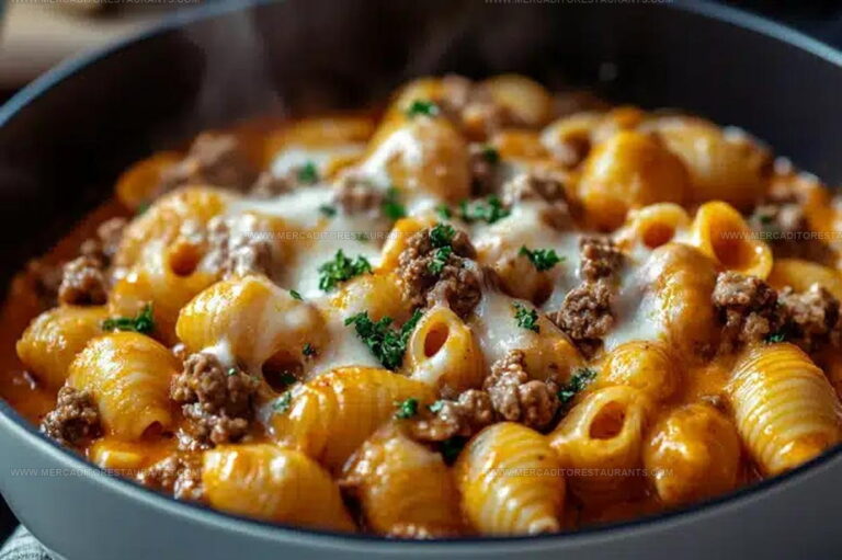 Family Creamy Beef Shells Casserole Recipe
