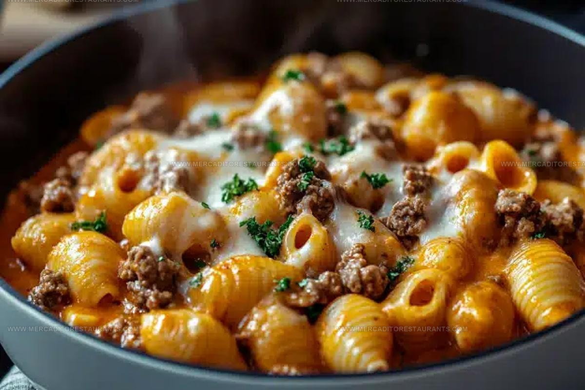 Family Creamy Beef Shells Casserole Recipe