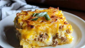 Make-Ahead Sausage Egg Cream Cheese Hashbrown Casserole Recipe