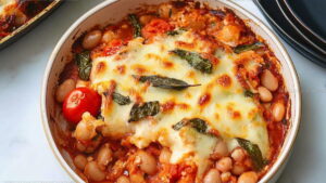 Italian-Style Cheesy White Bean Tomato Bake Recipe