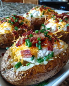 Loaded Baked Potatoes Bacon Cheddar Recipe