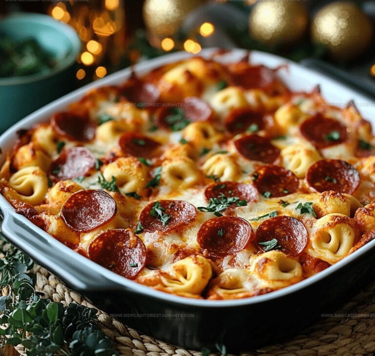 Hearty Cheese Tortellini Pepperoni Pizza Casserole Recipe