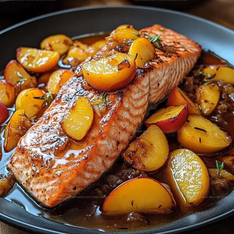 Sweet Bourbon Peach Roasted Salmon Recipe