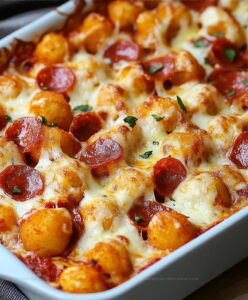 Pizza Night Pepperoni Tot Casserole Recipe