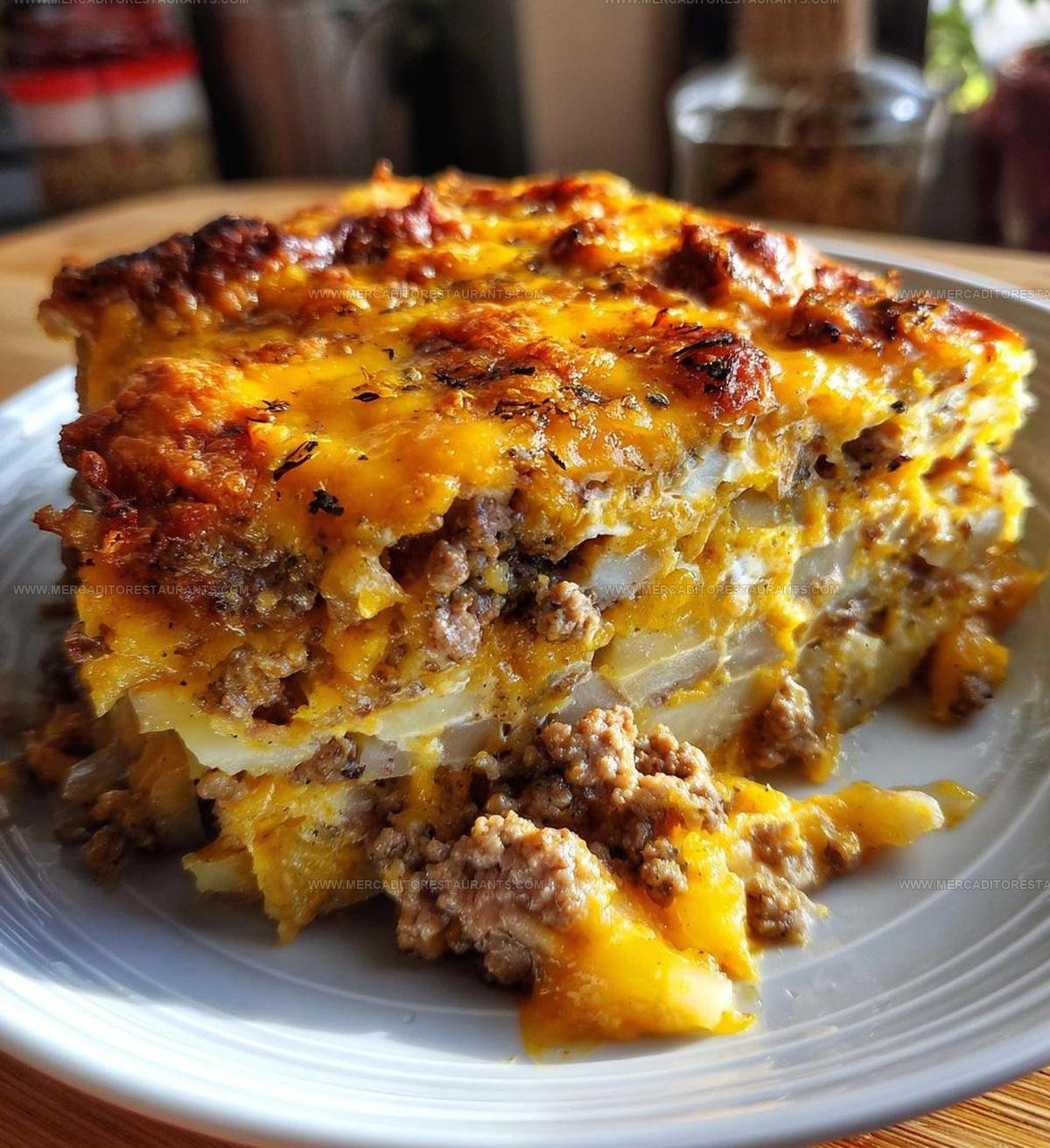 Comfort Layered Hamburger Potato Casserole Recipe
