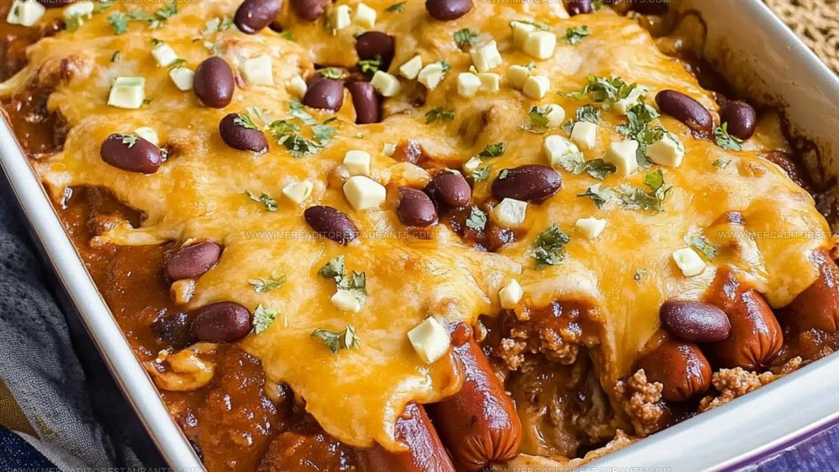 Chili Hotdogs Cornbread Casserole Recipe