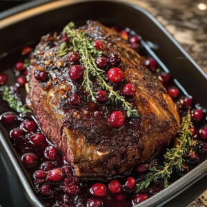 Cranberry Balsamic Ribeye Roast Recipe