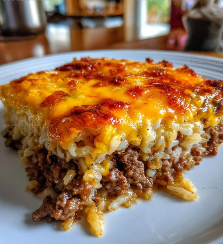 Hearty Cheesy Ground Beef Rice Casserole Recipe