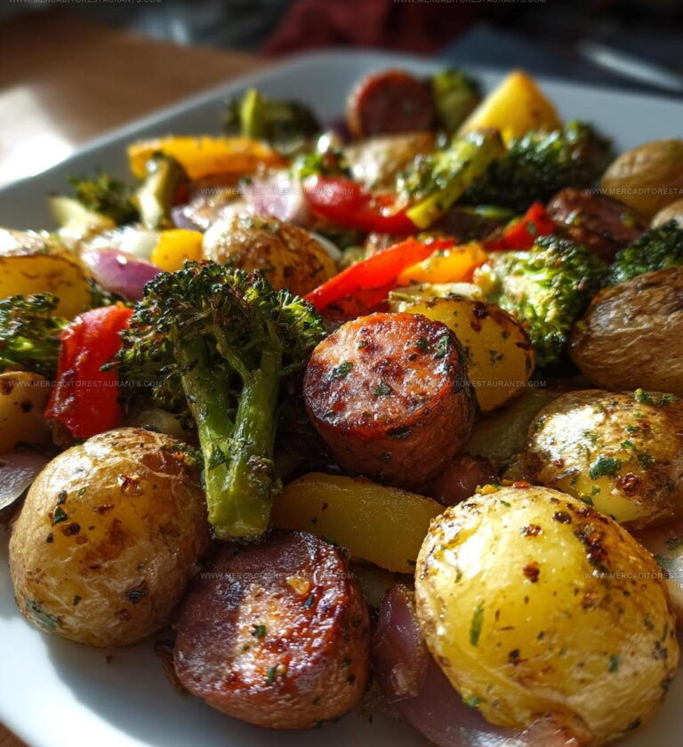 Sheet Pan Potatoes, Sausage, And Veggies Recipe