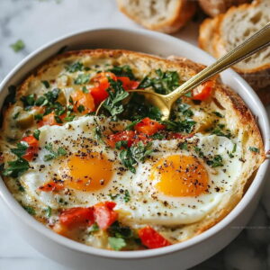 Mediterranean Skillet Baked Feta Eggs Recipe