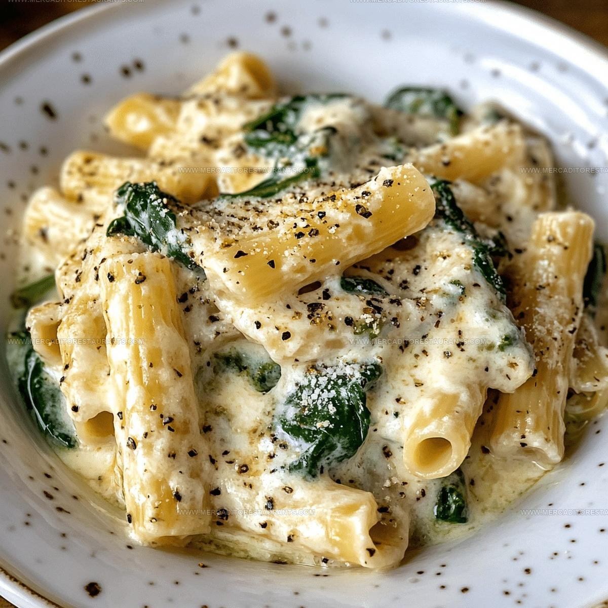 Creamy Spinach Ricotta Baked Rigatoni Recipe