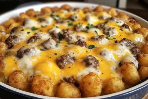 Tater Tot Breakfast Casserole With Sausage Gravy Recipe