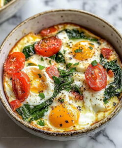 Baked Feta Eggs Spinach Tomatoes Recipe