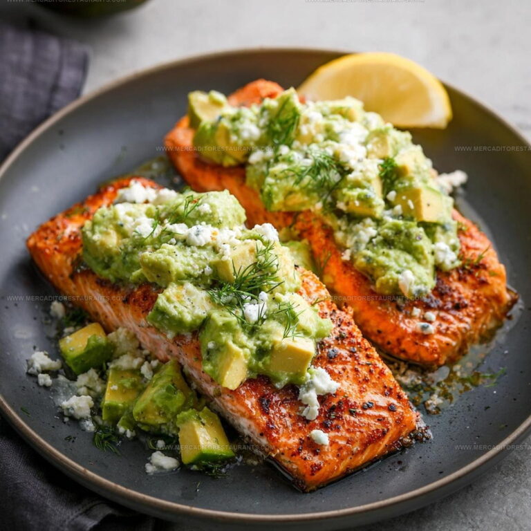 Baked Salmon Avocado Feta Recipe
