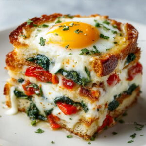 Layered Egg Bread Breakfast Baked Eggs Napoleon Recipe