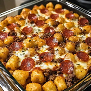 Cheesy Pizza Tot Casserole Recipe