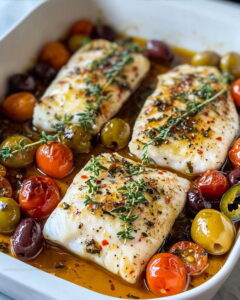 Olive-Packed Mediterranean Baked Fish Recipe