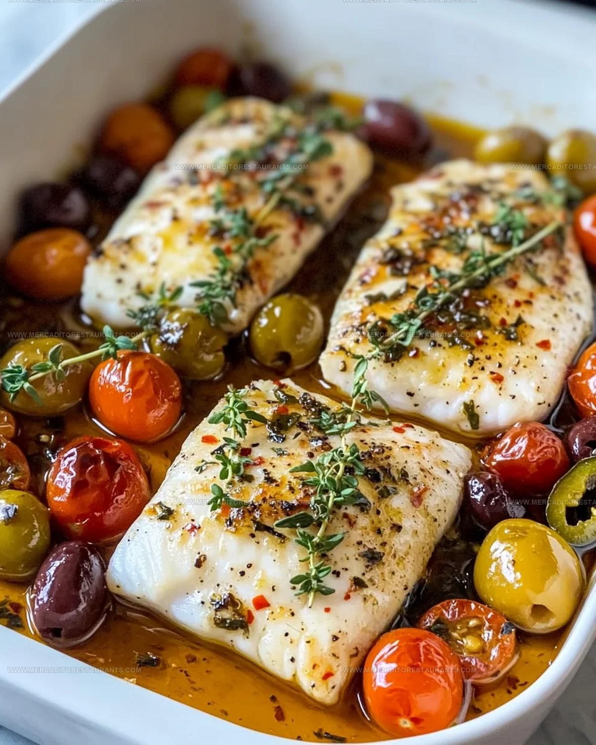 Olive-Packed Mediterranean Baked Fish Recipe