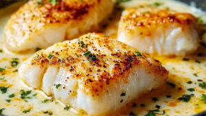 Baked Cod with Coconut Lemon Cream Sauce Recipe