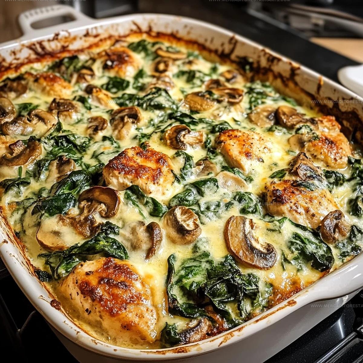 Creamy Chicken Spinach Mushroom Bake Recipe