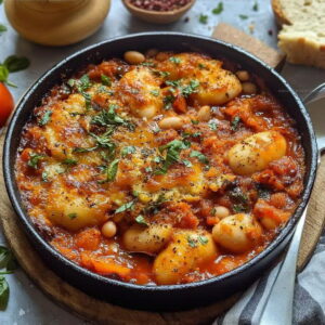 Protein Packed Cheesy White Bean Tomato Bake Recipe
