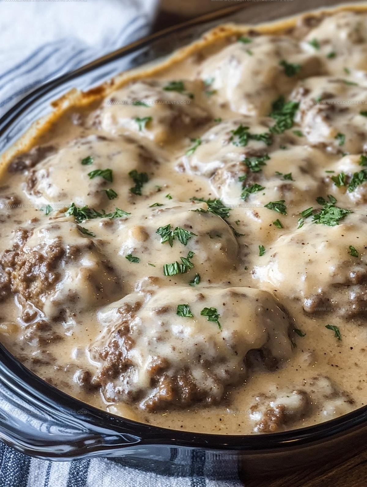 Potato Gravy Amish Hamburger Steak Bake Recipe