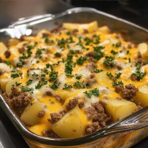 Cheesy Ground Beef And Potato Casserole Recipe
