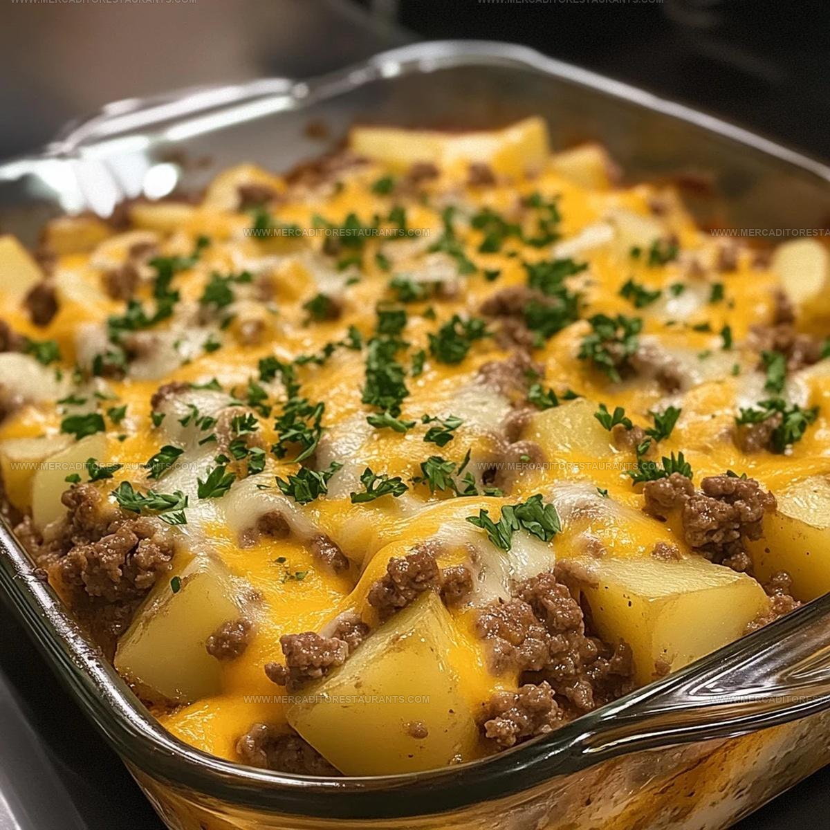 Cheesy Ground Beef And Potato Casserole Recipe