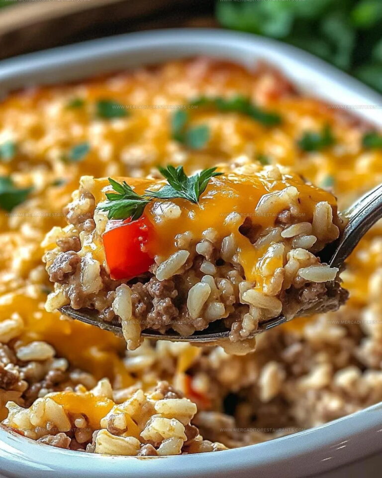 One-Dish Cheesy Hamburger Rice Casserole Recipe
