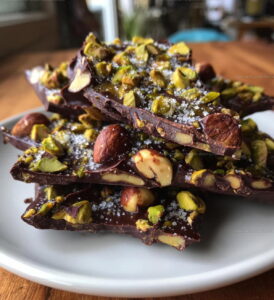 Roasted Hazelnut Pistachio Dark Chocolate Bark Recipe