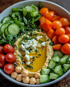 Roasted Garlic Hummus Veggie Bowl Recipe