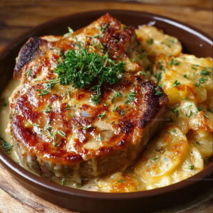 Comfort Food Pork Chop Scalloped Potato Casserole Recipe