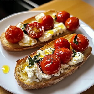 Whipped Feta Roasted Tomato Bruschetta Recipe