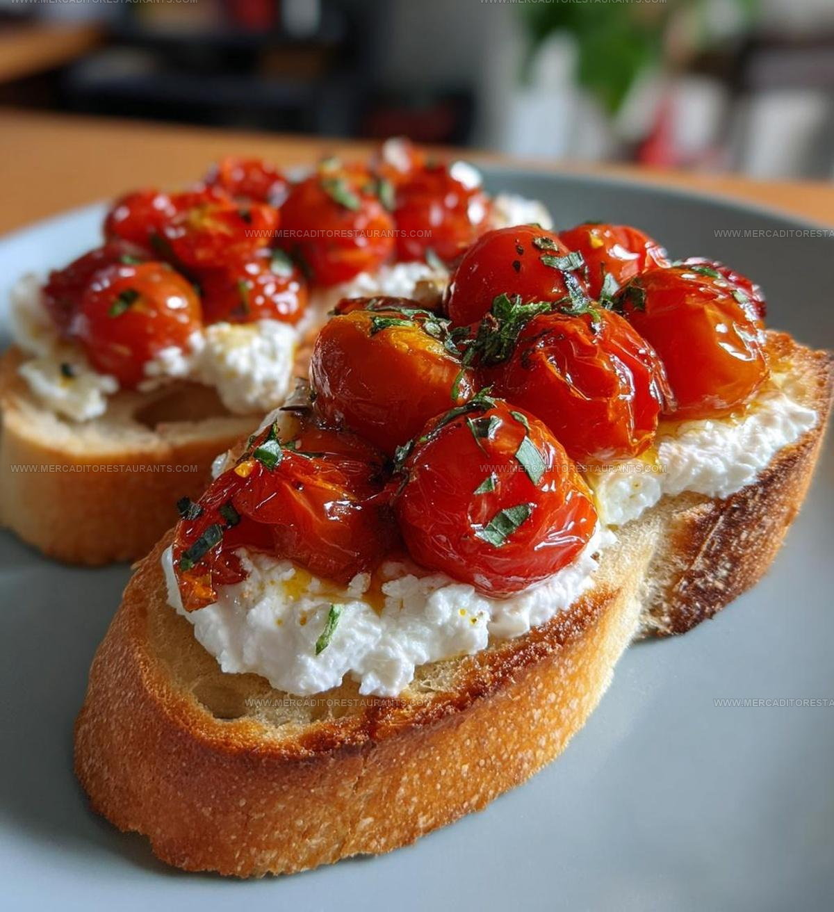 Italian Ricotta Bruschetta Roasted Tomatoes Recipe