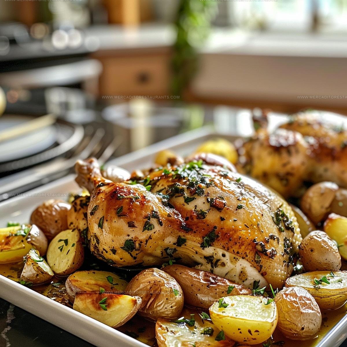 Garlic Herb Roasted Chicken with Baby Potatoes Recipe
