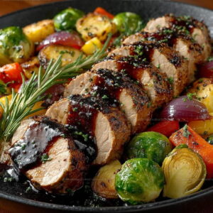 Balsamic Glazed Pork Tenderloin With Roasted Veggies Recipe
