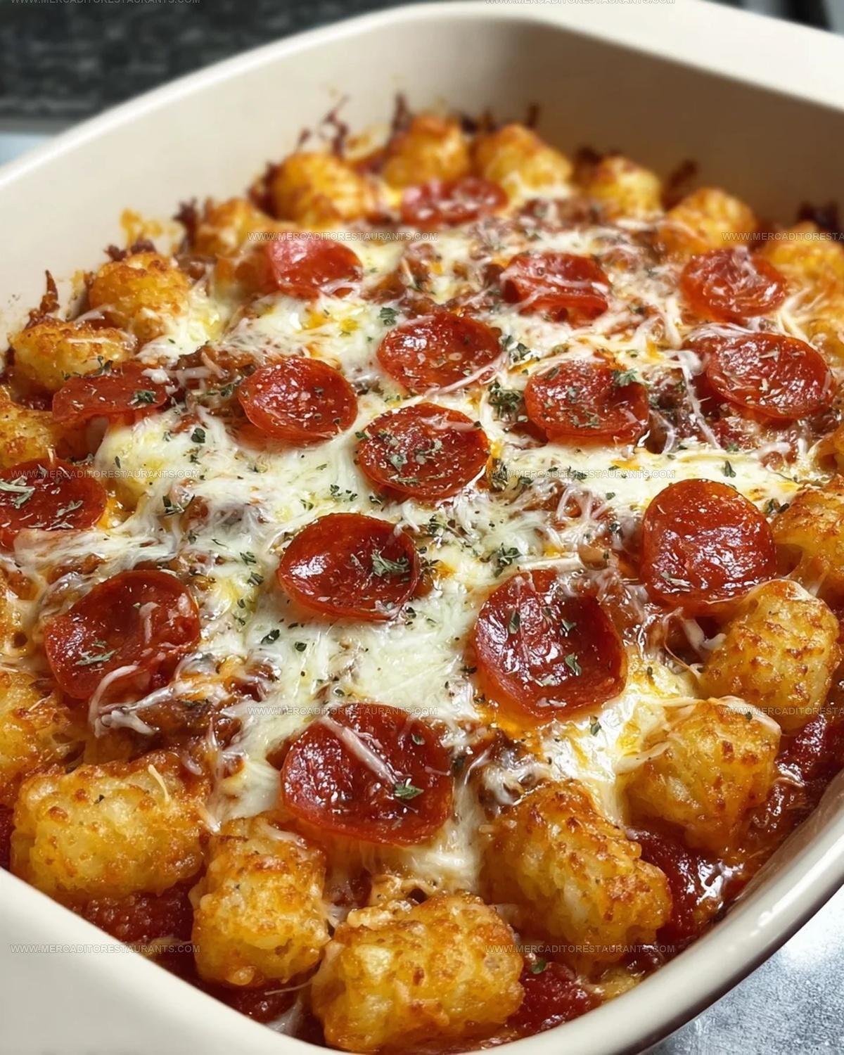 Pizza-Style Pepperoni Tater Tot Casserole Recipe