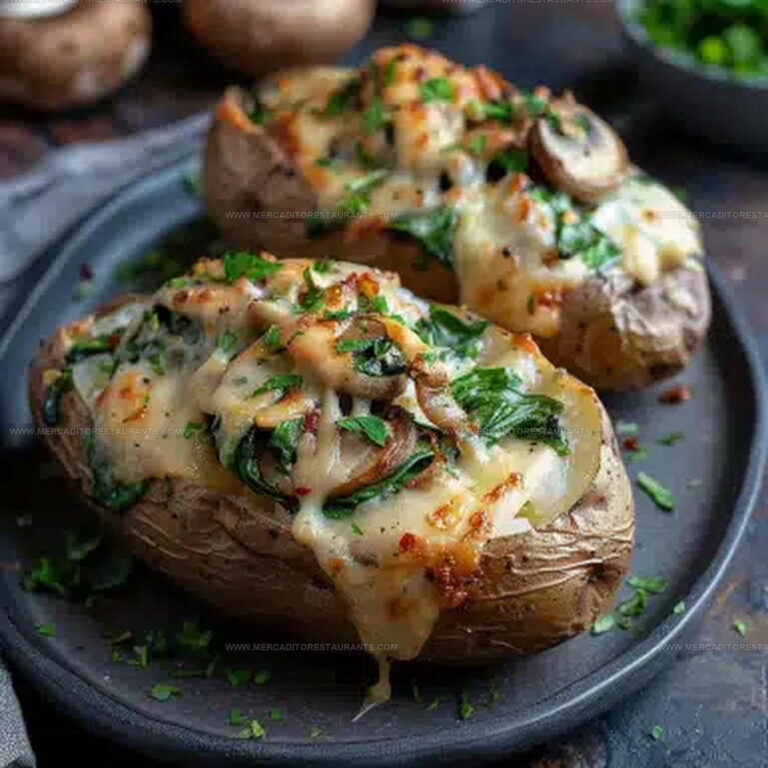Loaded Spinach Mushroom Baked Potatoes Recipe