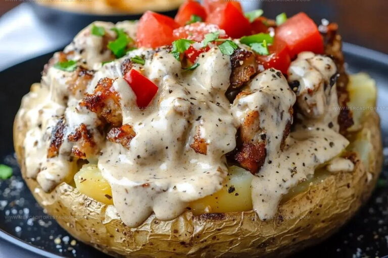 Loaded Jerk Chicken Baked Potato With Jerk Alfredo Sauce Recipe